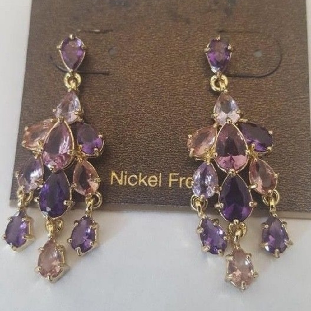Carolee Gold-Tone Purple Small Chandelier Earrings